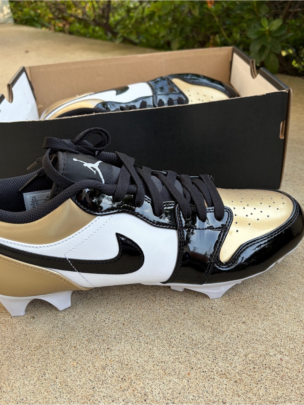 Air Jordan 1 Low TD Football Cleats Men Sz 10 Gold White Black FJ6245-701 New!**